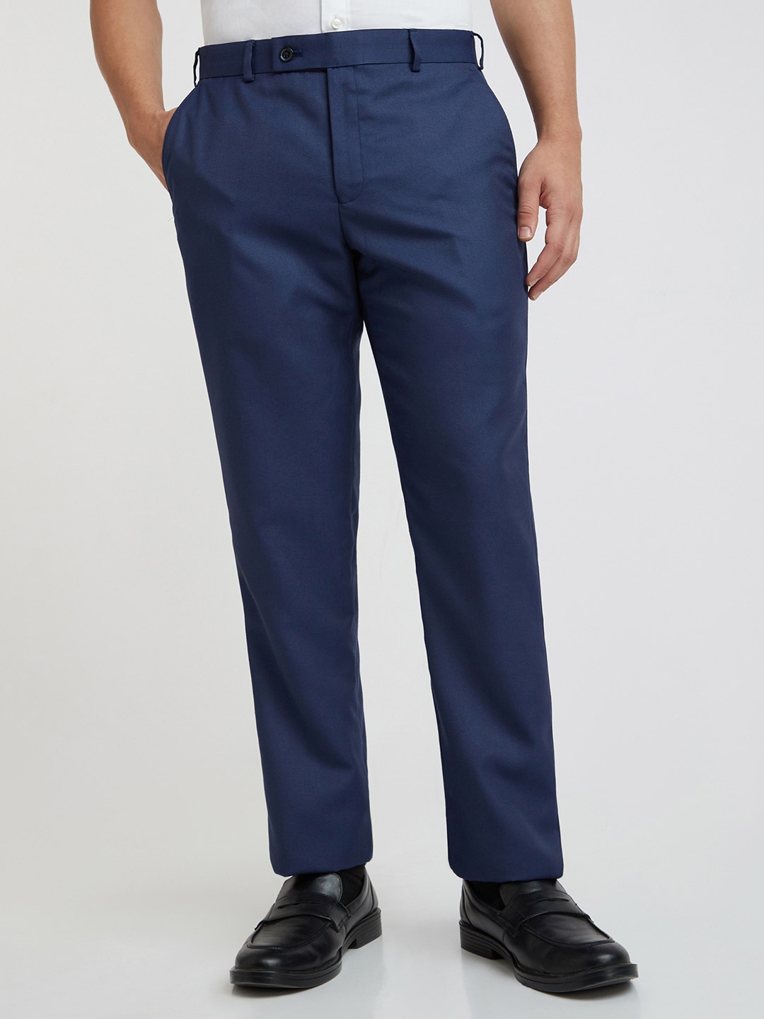 

Park Avenue Men Self-Design Formal Trousers, Blue