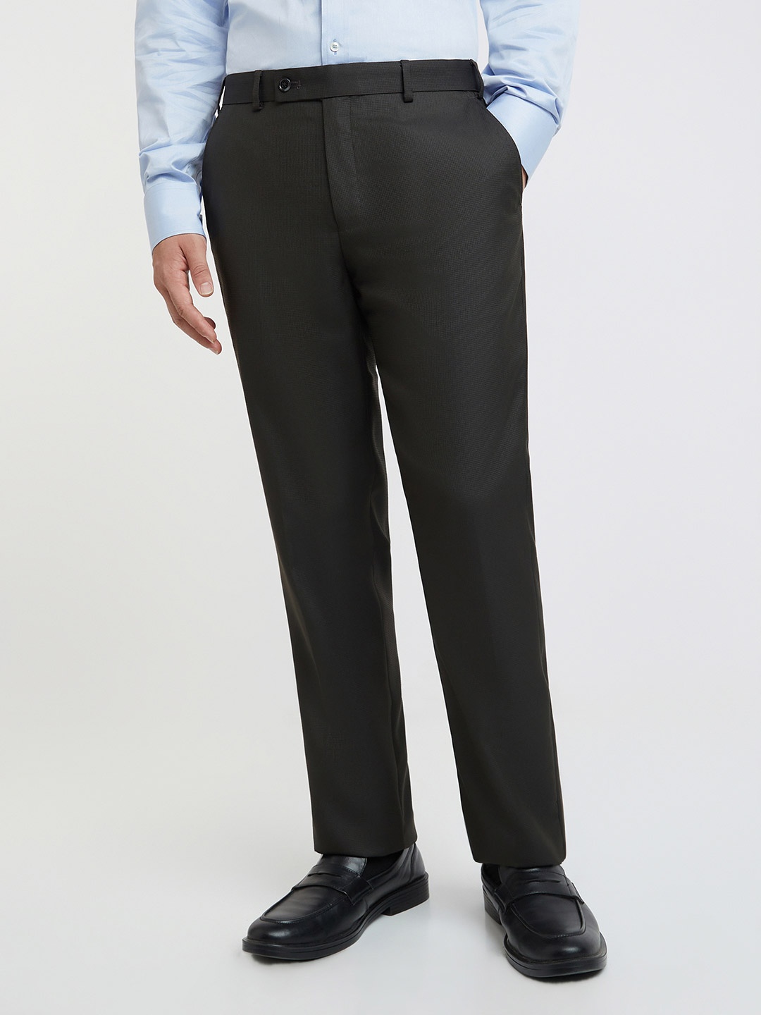 

Park Avenue Men Self-Design Formal Trousers, Black