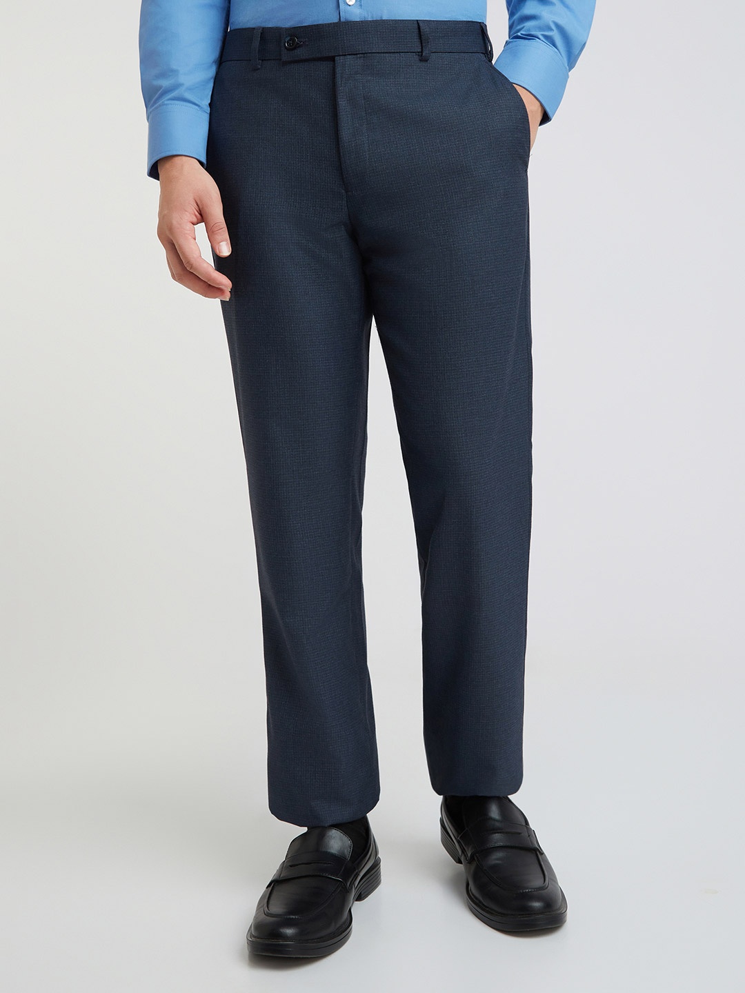 

Park Avenue Men Self-Design Formal Trousers, Blue