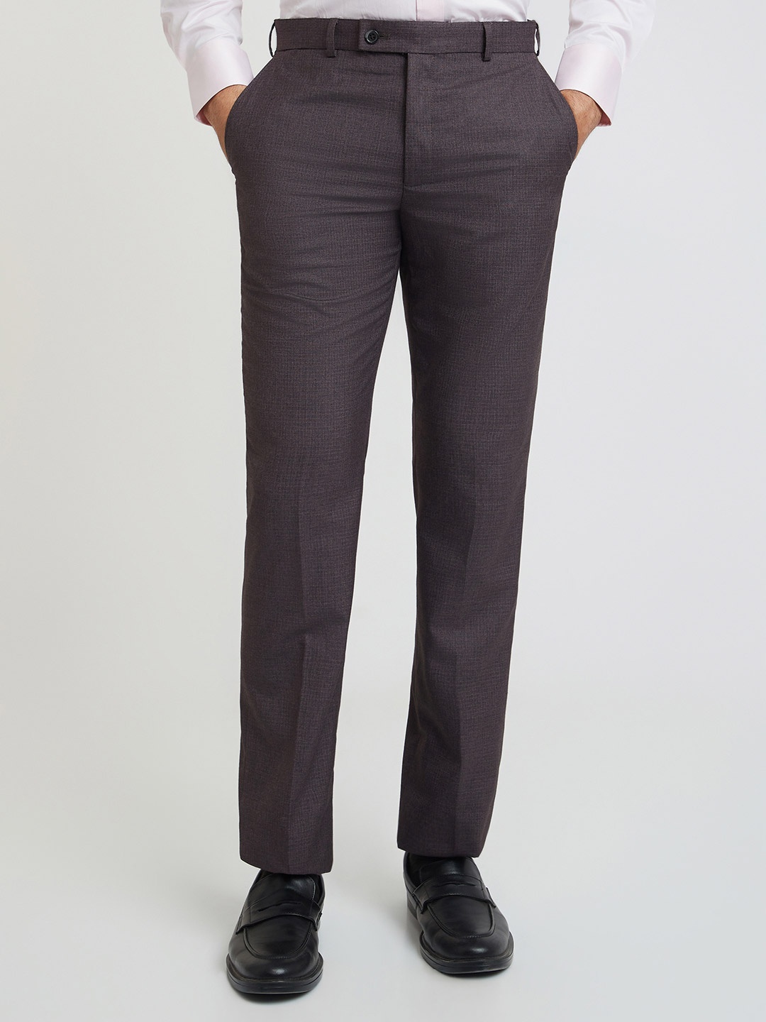 

Park Avenue Men Self-Design Formal Trousers, Burgundy