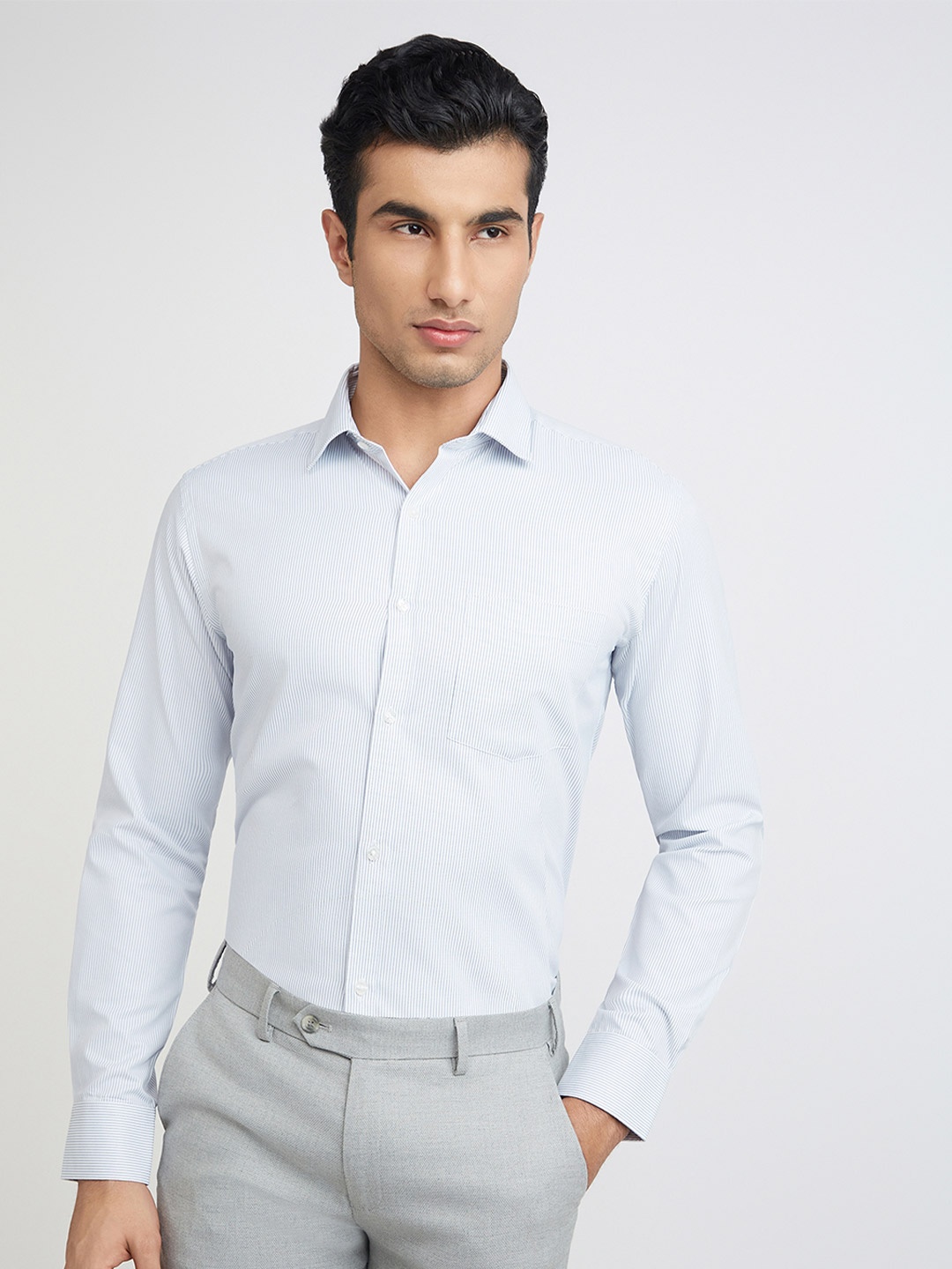 

Park Avenue Slim Fit Pinstripes Formal Shirt, Black