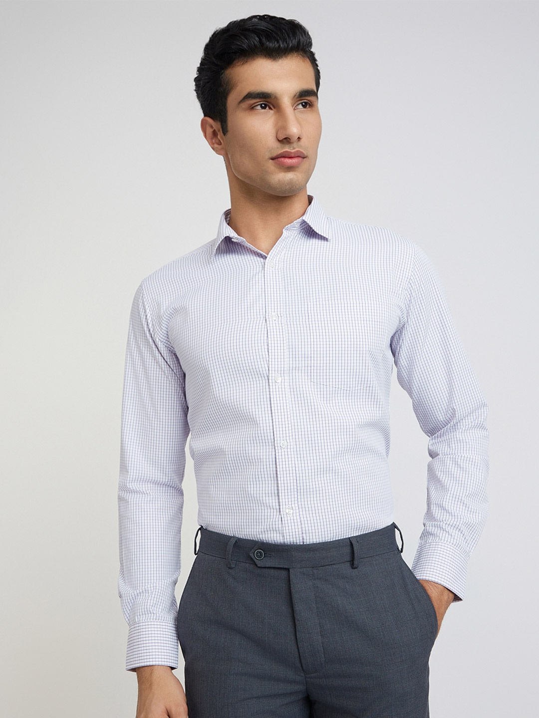 

Park Avenue Slim Fit Checked Formal Shirt, Violet