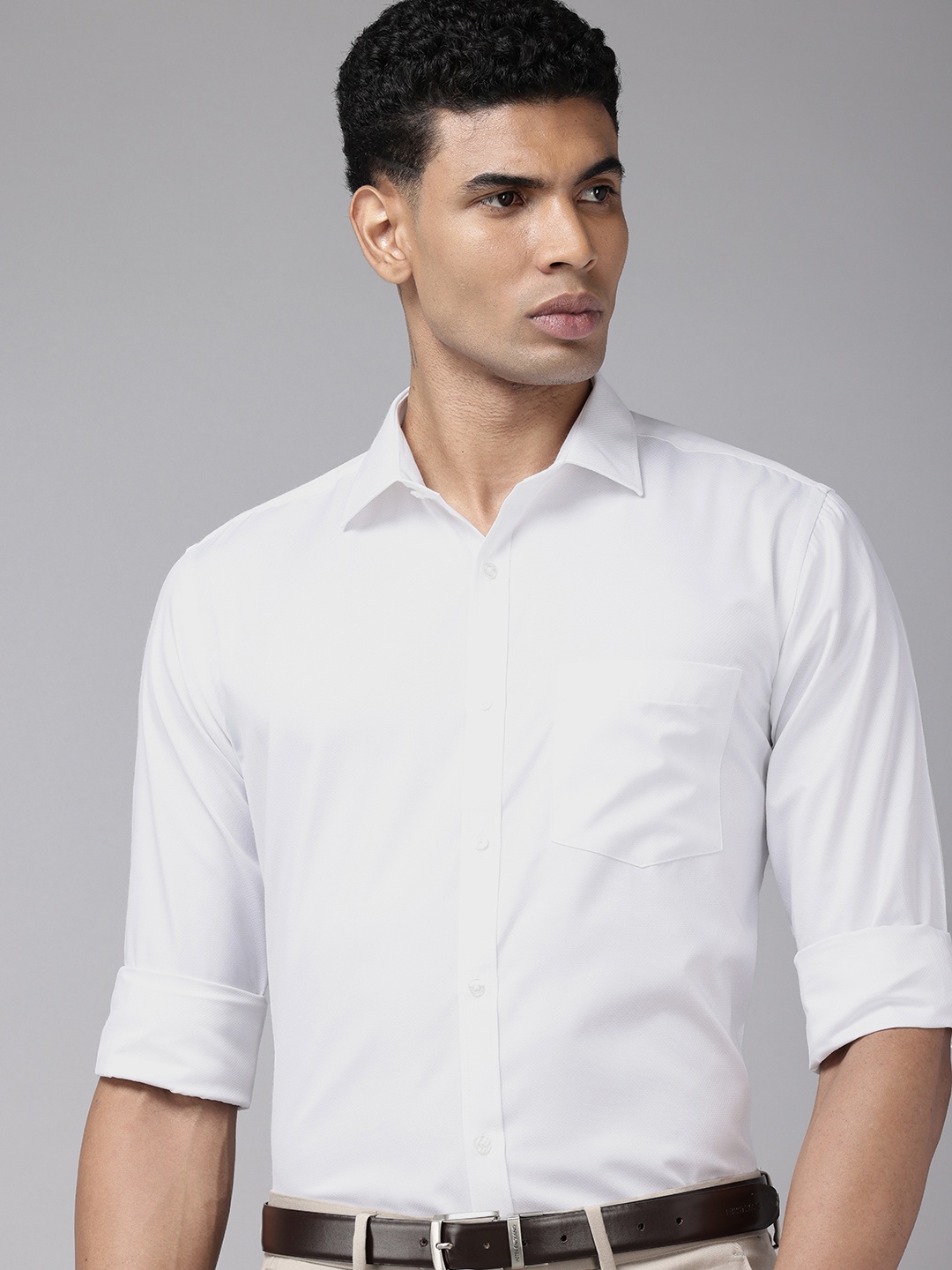 

Park Avenue Self Design Slim Fit Opaque Formal Shirt, White