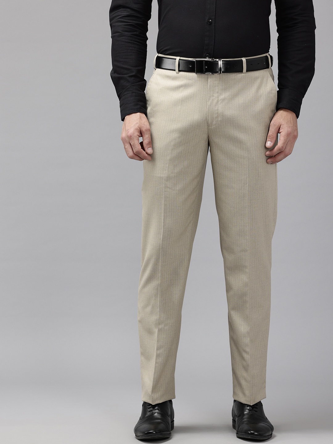 

Park Avenue Men Striped Formal Trousers, Beige