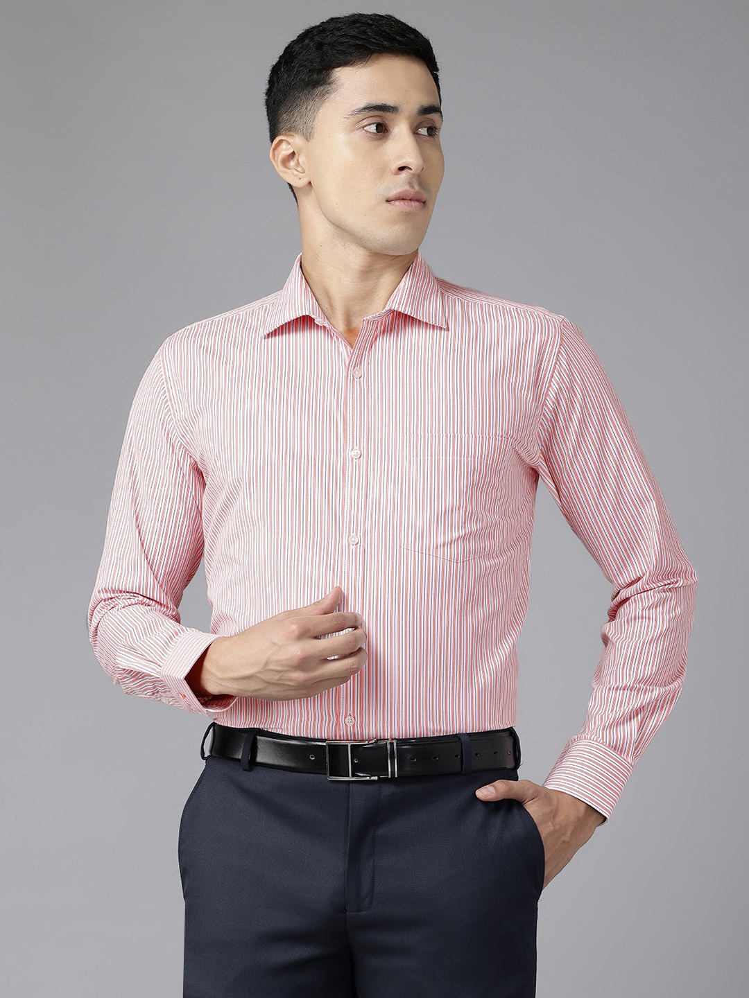 

Park Avenue Slim Fit Striped Formal Shirt, Pink