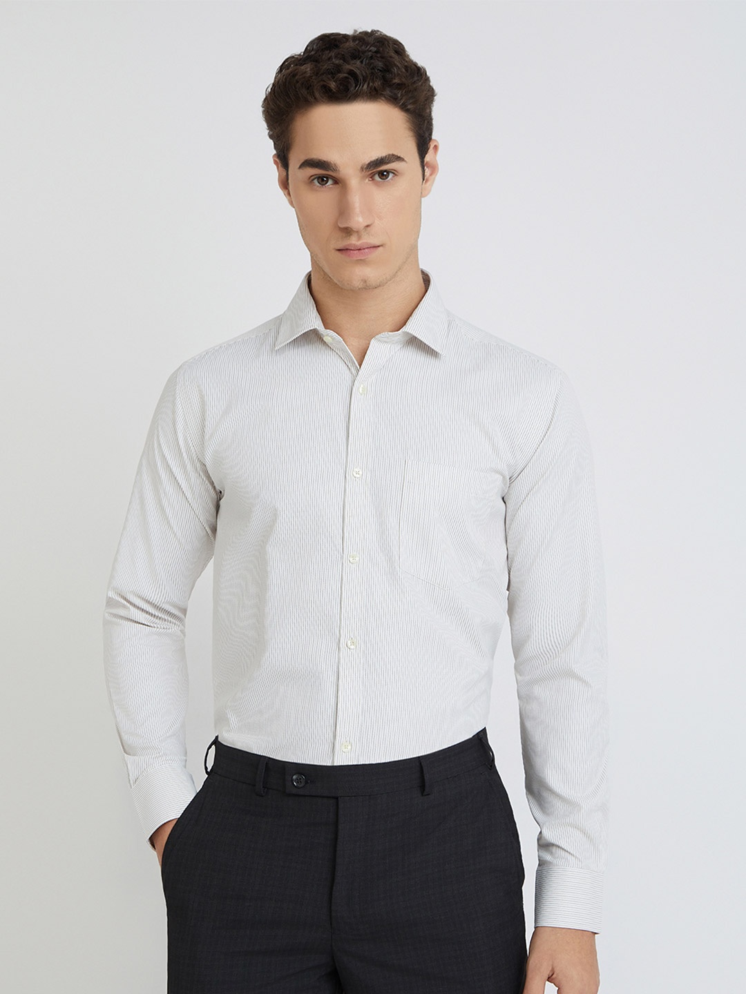 

Park Avenue Slim Fit Striped Formal Shirt, Off white