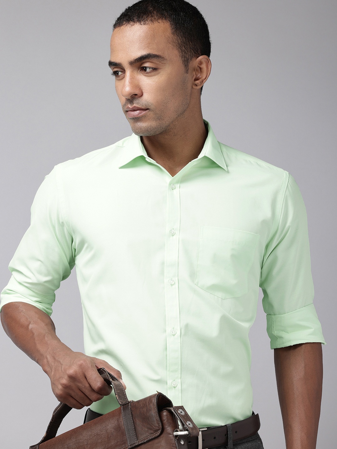 

Park Avenue Slim Fit Opaque Formal Shirt, Green