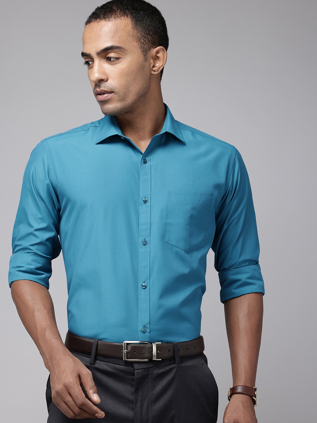 

Park Avenue Slim Fit Opaque Formal Shirt, Teal