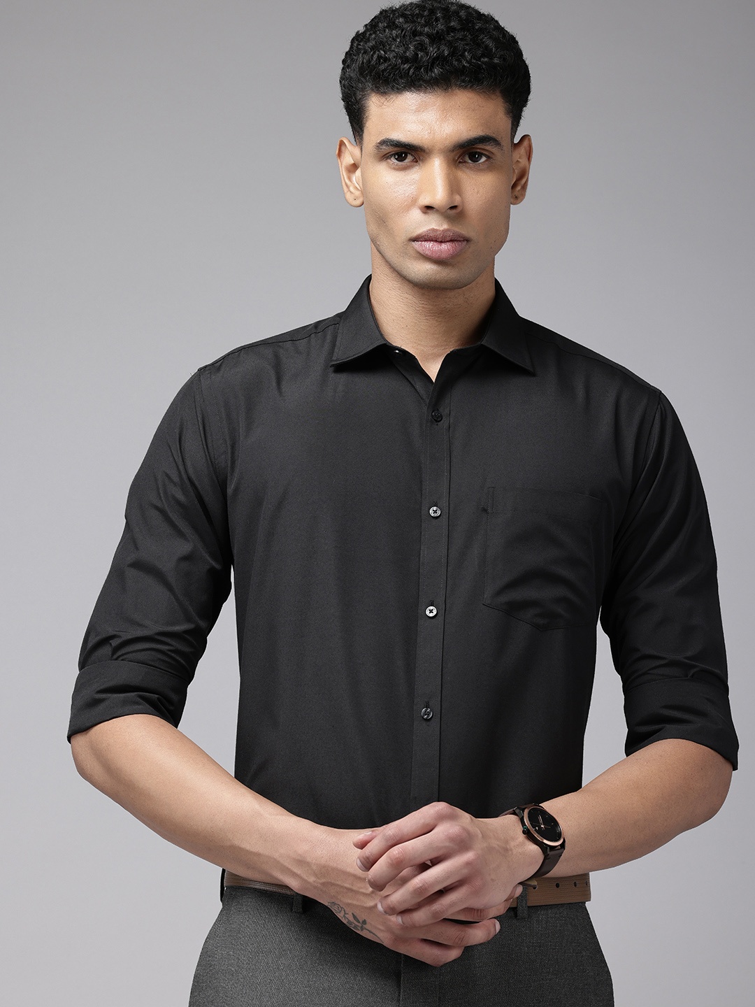 

Park Avenue Slim Fit Opaque Formal Shirt, Black