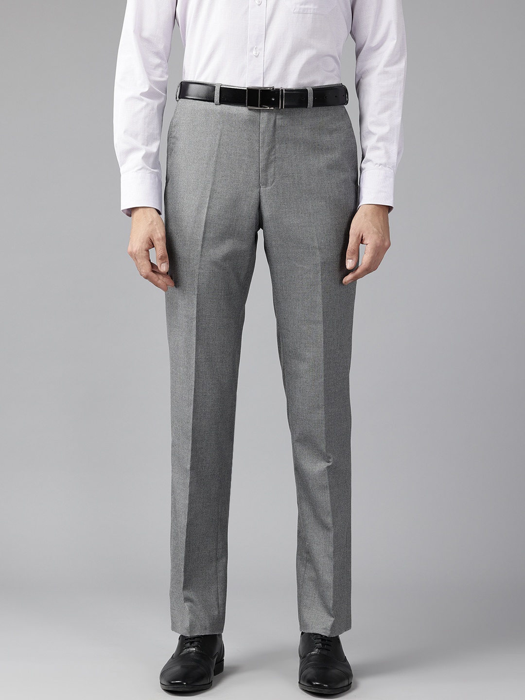 

Park Avenue Men Checked Formal Trousers, Grey