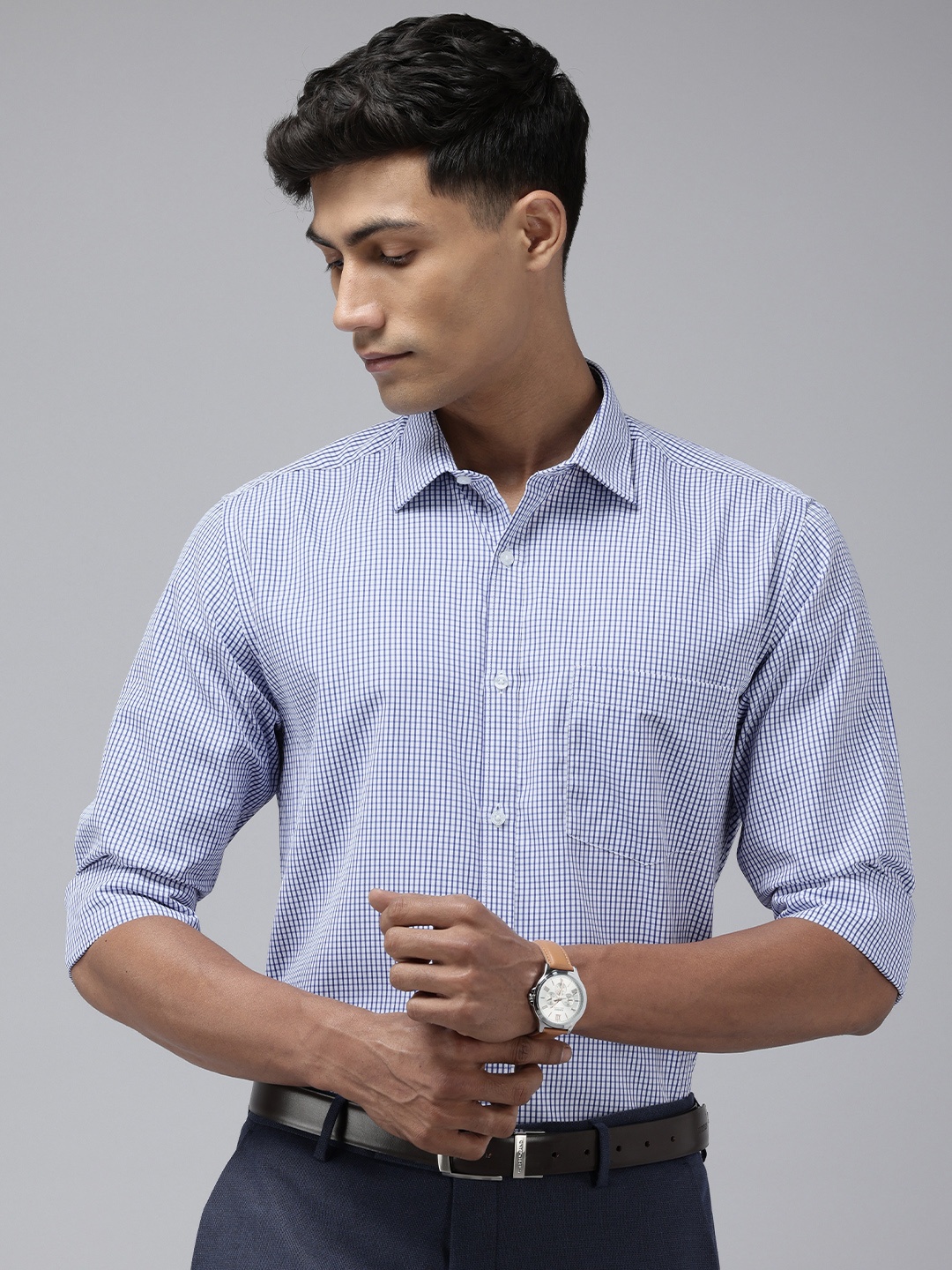 

Park Avenue Slim Fit Checked Formal Shirt, Blue