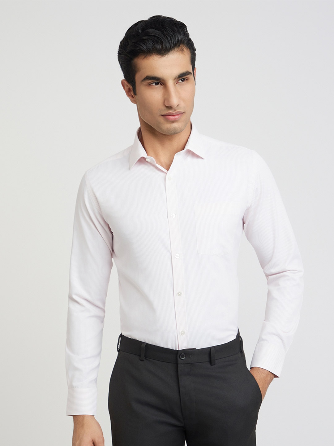 

Park Avenue Slim Fit Striped Formal Shirt, White
