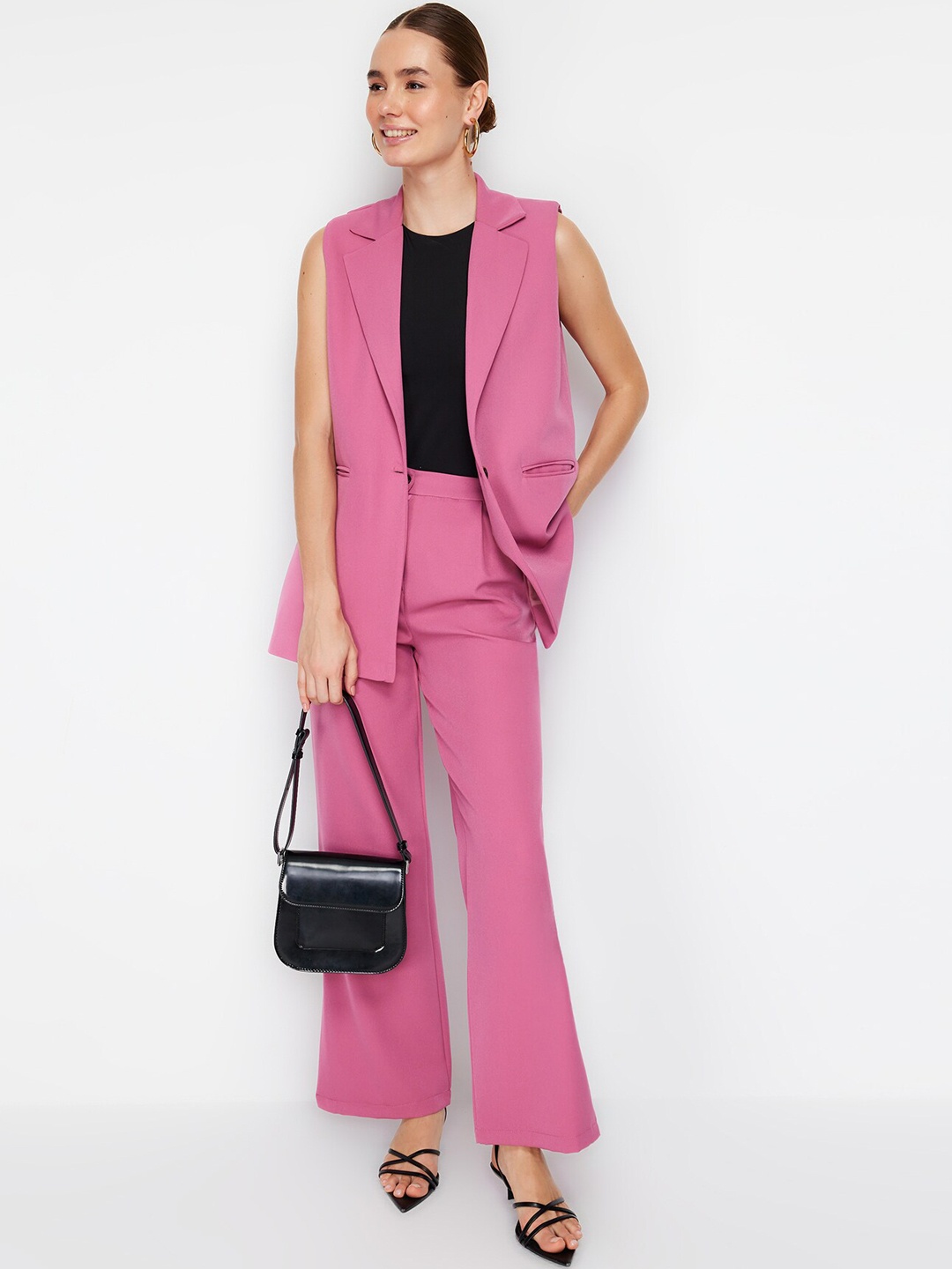 

Trendyol Notch Lapel,Sleeveless Blazer With Trousers, Pink