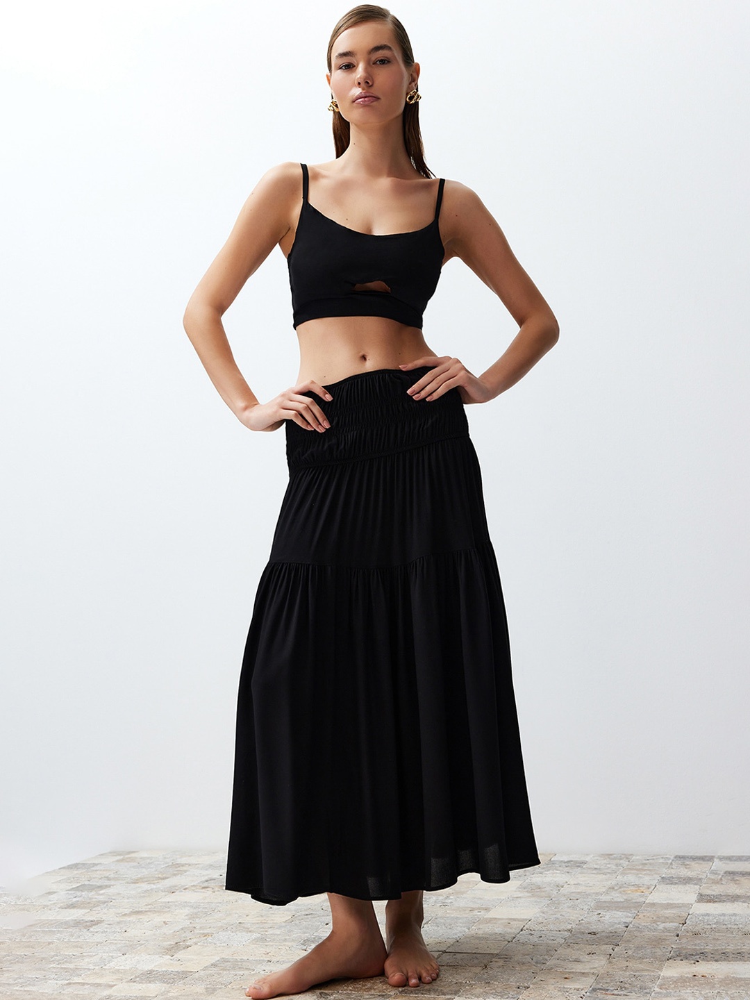 

Trendyol Shoulder Strap Top With Trousers, Black