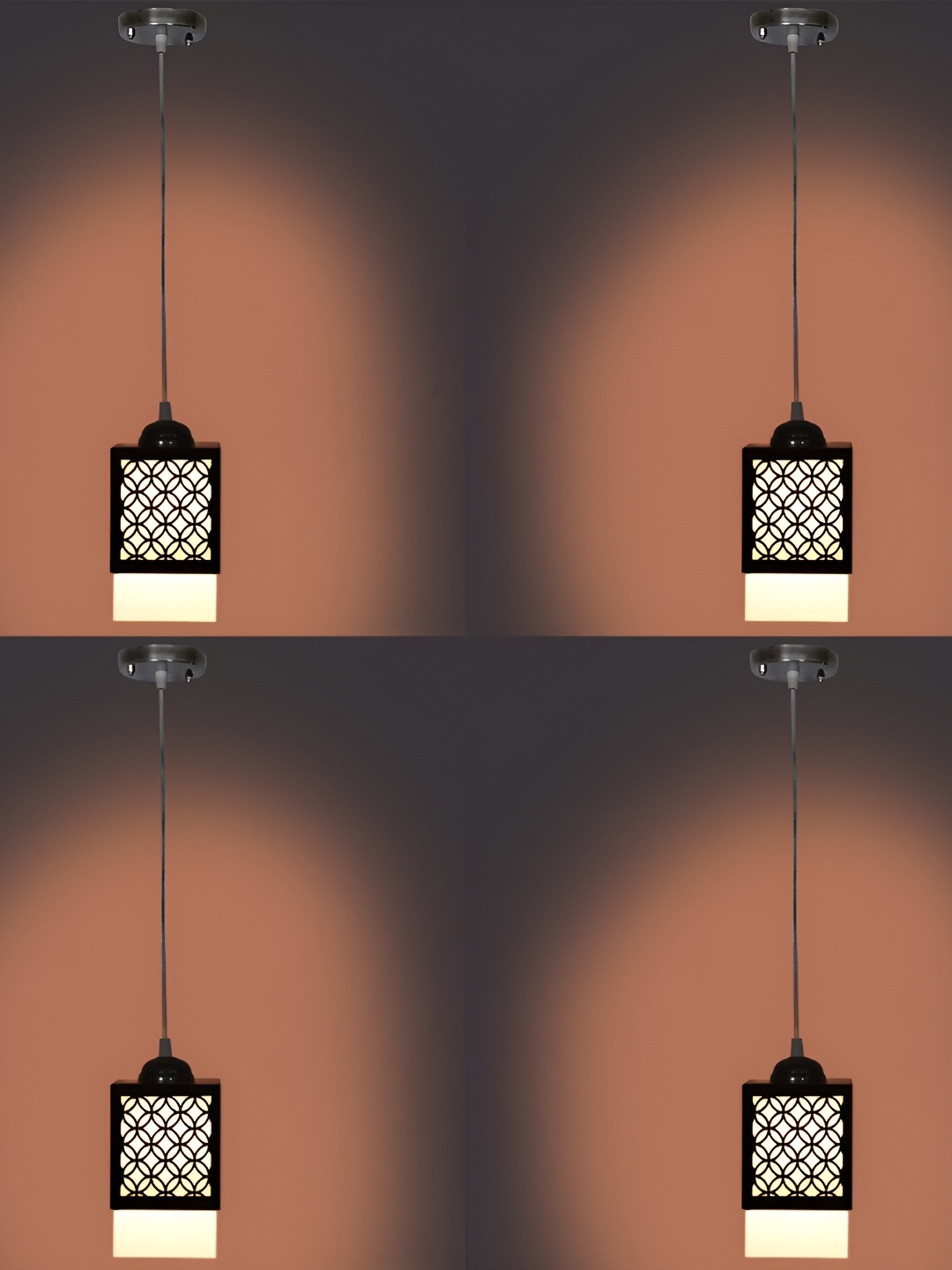 

1ST TIME Brown 4 Pieces Wooden Textured Contemporary Ceiling Lamps