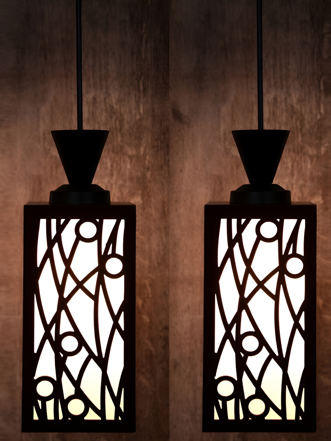 

1ST TIME Brown 2 Pieces Wooden Textured Contemporary Ceiling Lamps