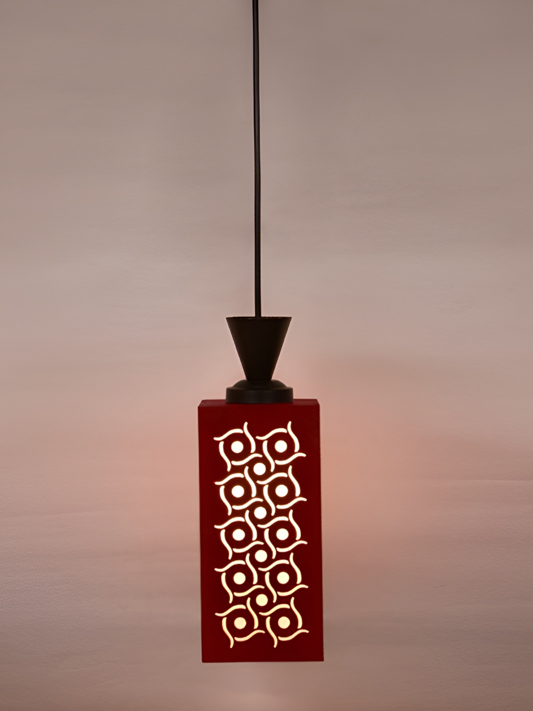 

1ST TIME Red Wooden Textured Contemporary Ceiling Lamp