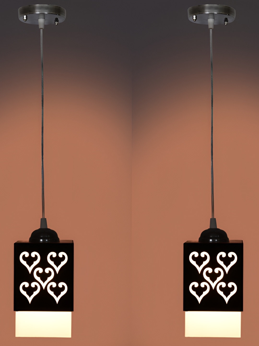

1ST TIME Black 2 Pieces Wooden Textured Contemporary Ceiling Lamps