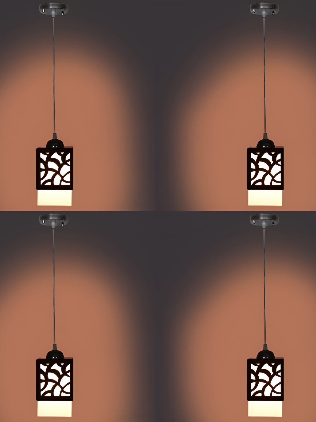 

1ST TIME Black 4 Pieces Textured Wooed Square Ceiling Lamps