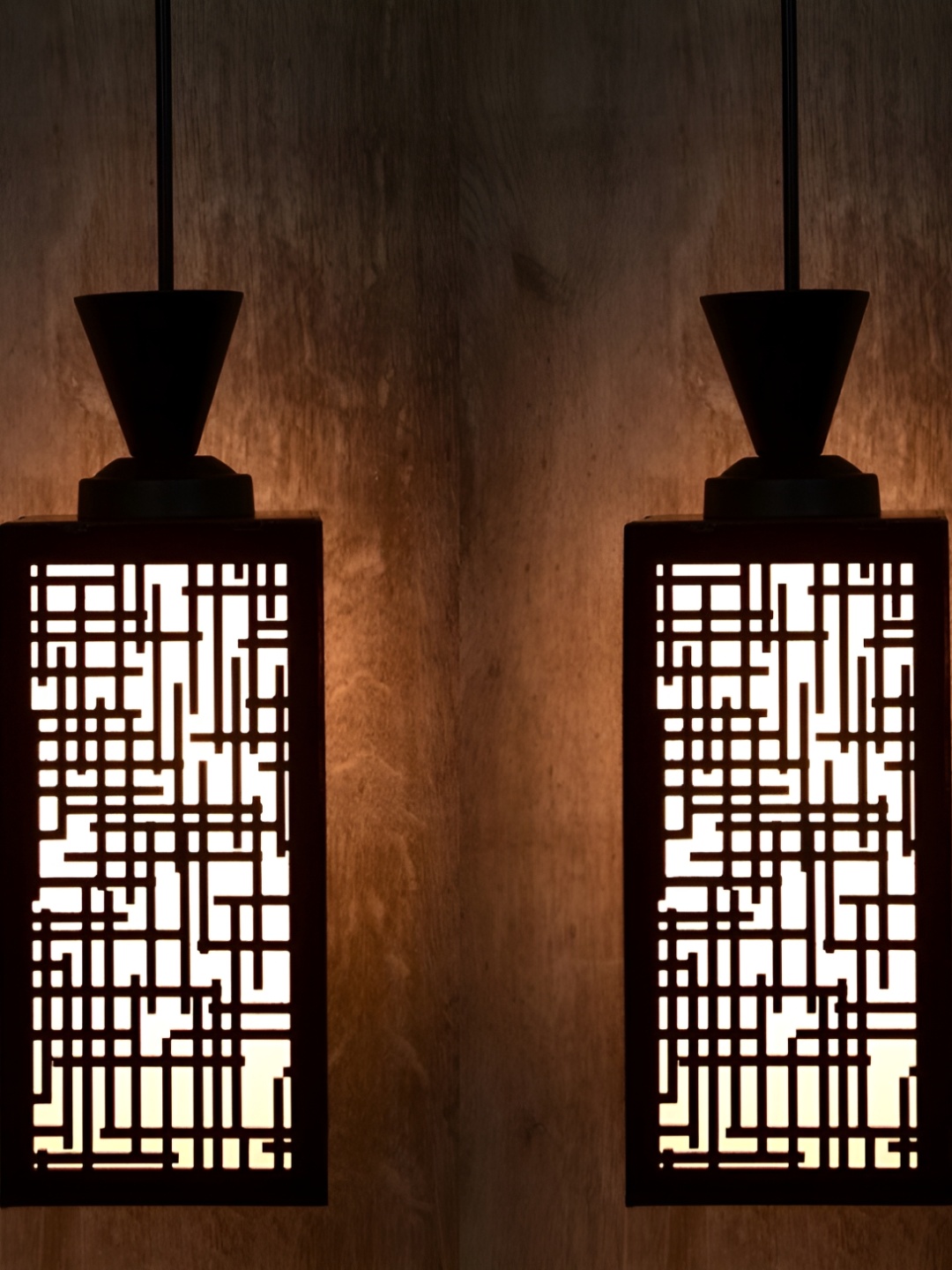 

1ST TIME Brown 2 Pieces Textured Rectangle Ceiling Lamps