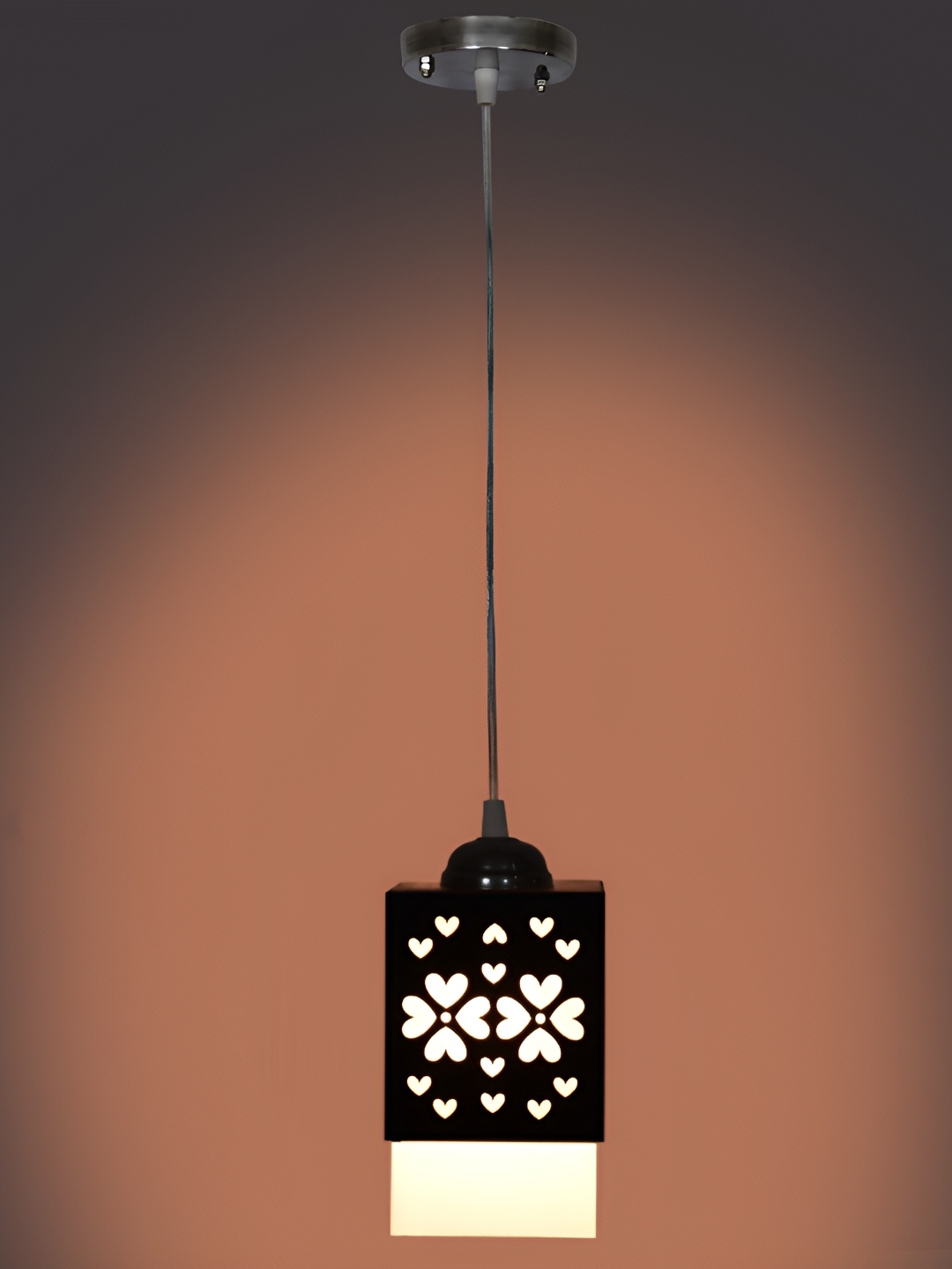 

1ST TIME Brown Textured Traditional Wooden Rectangular Ceiling Lamp