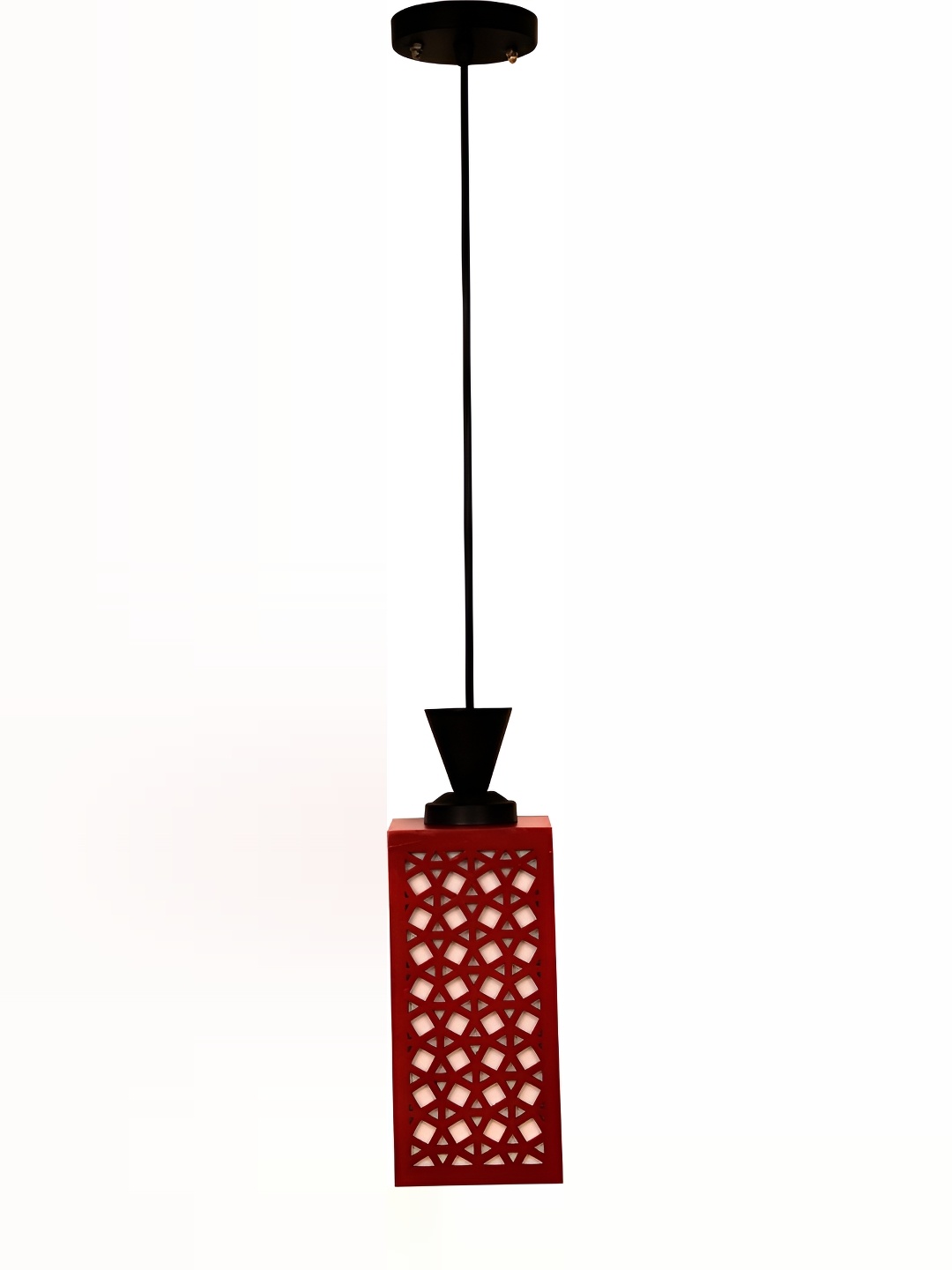 

1ST TIME Red & Black Wooden Textured Contemporary Ceiling Lamp