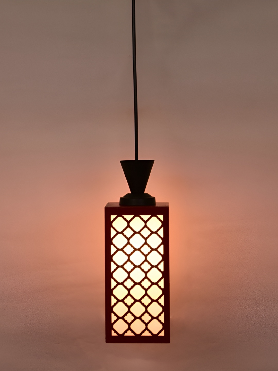 

1ST TIME Red Wooden Textured Contemporary Ceiling Lamp