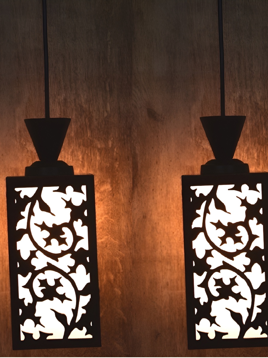 

1ST TIME Brown & White 2 Pieces Wooden Textured Contemporary Ceiling Lamps