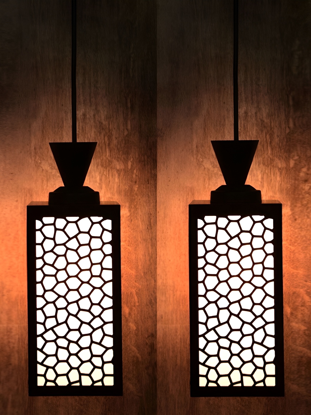 

1ST TIME Brown & White 2 Pieces Wooden Textured Contemporary Ceiling Lamp
