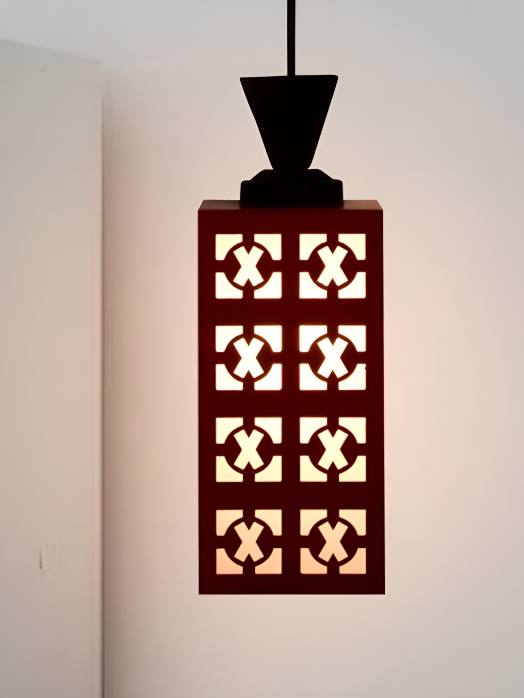 

1ST TIME Red Wooden Textured Contemporary Ceiling Lamp