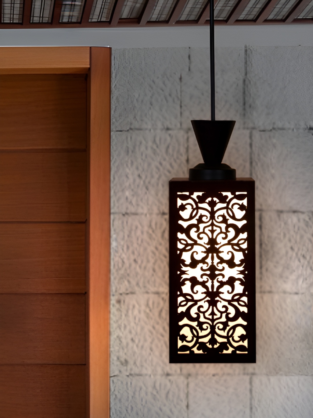 

1ST TIME Brown Textured Rectangle Ceiling Lamp