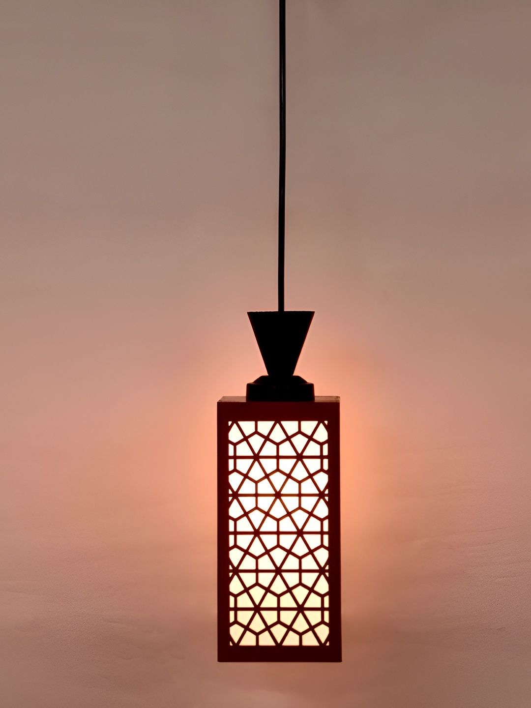 

1ST TIME Red Wooden Textured Contemporary Rectangle Ceiling Lamp