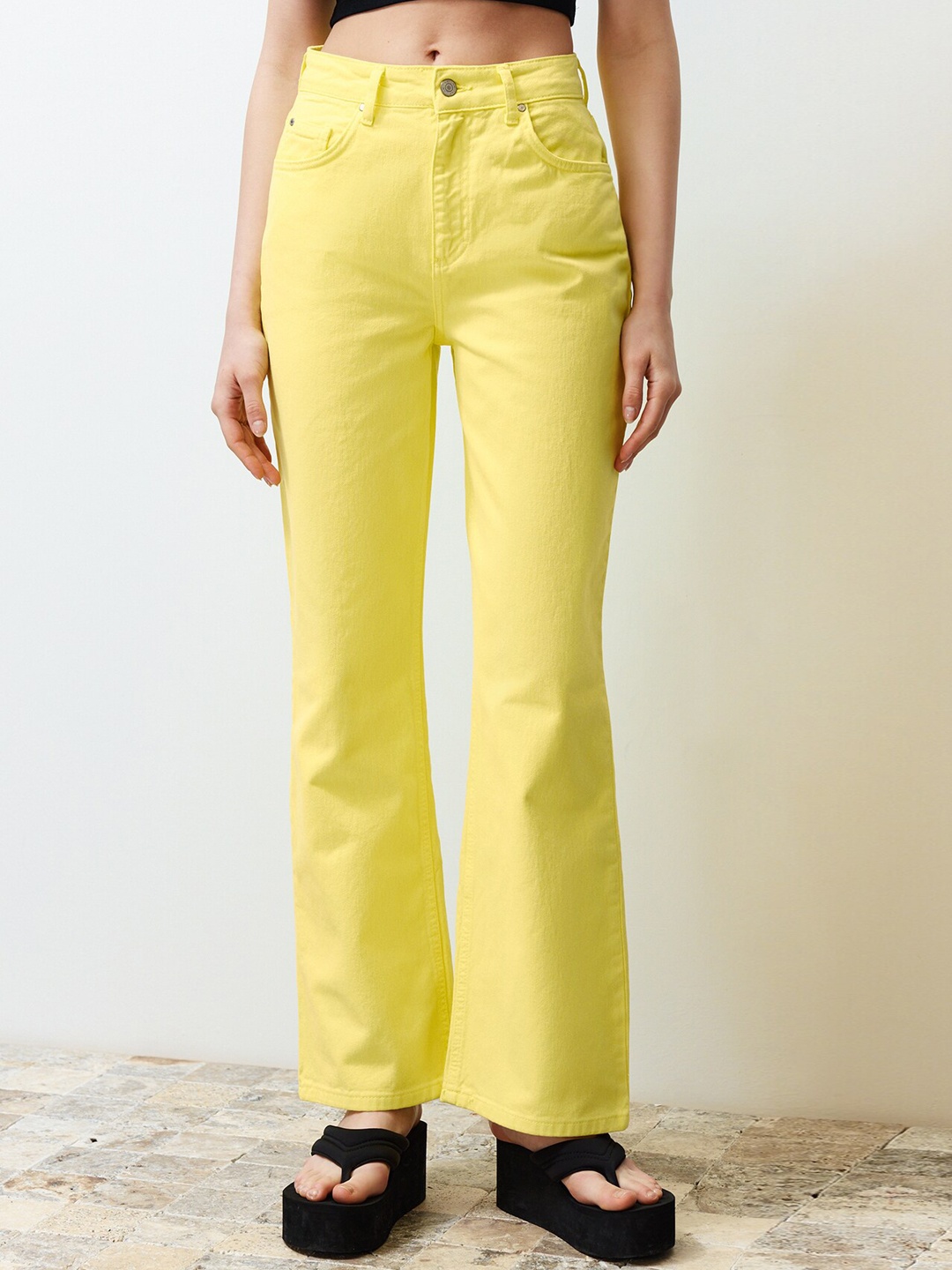 

Trendyol Women Clean Look Pure Cotton Jeans, Yellow