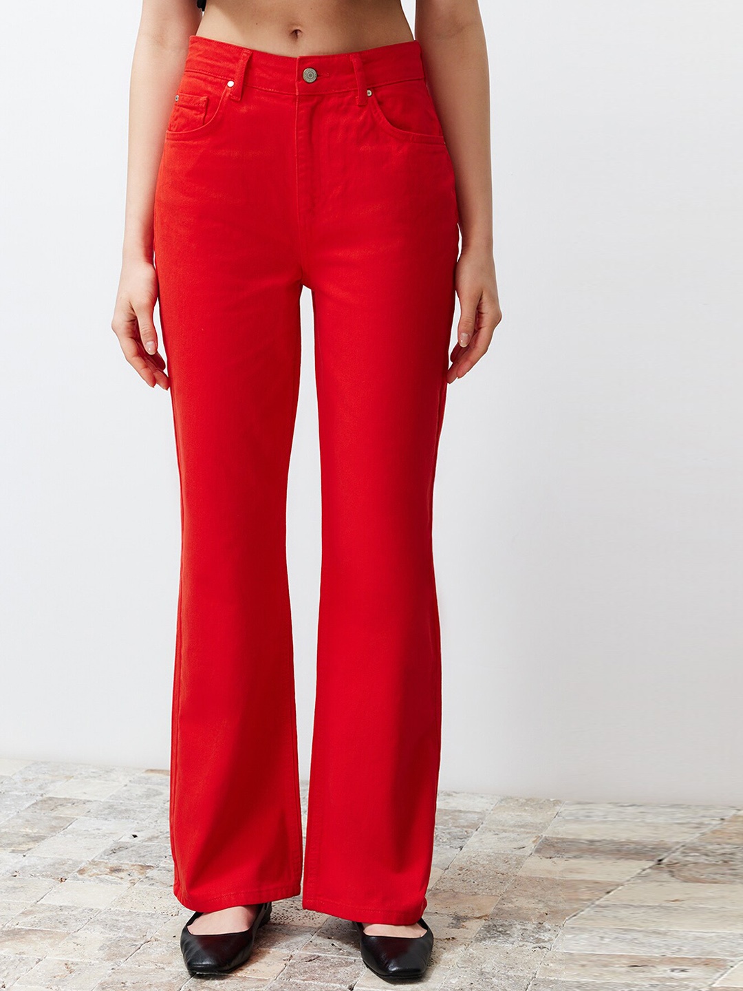 

Trendyol Women Clean Look Pure Cotton Jeans, Red