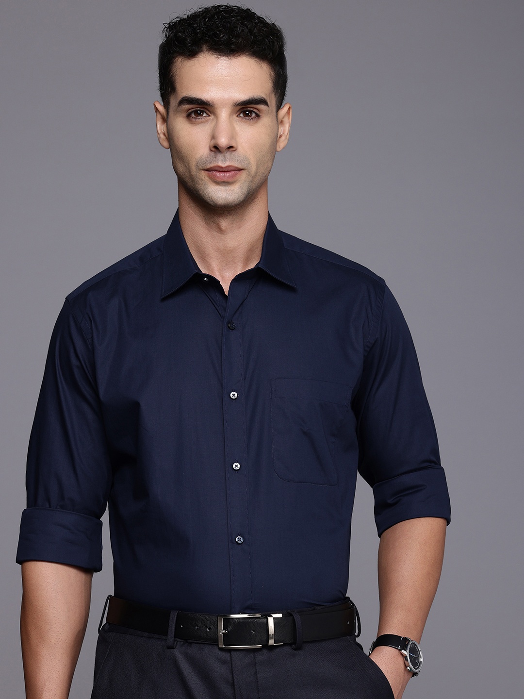

Raymond Pure Cotton Opaque Formal Shirt, Navy blue