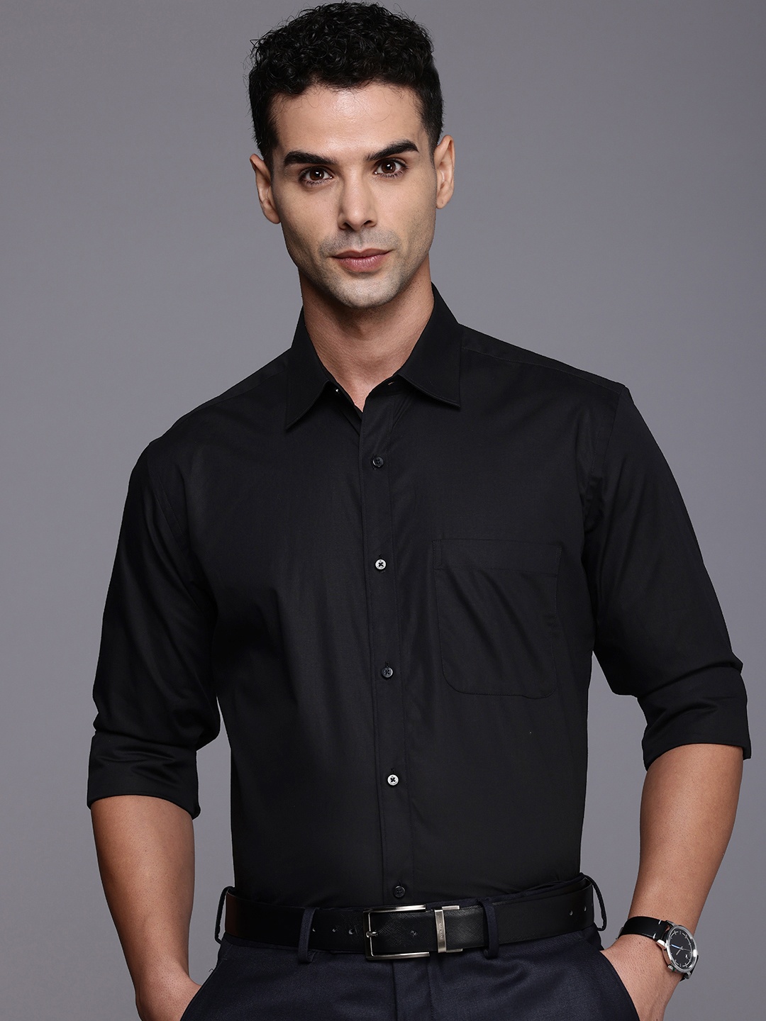 

Raymond Pure Cotton Opaque Formal Shirt, Black