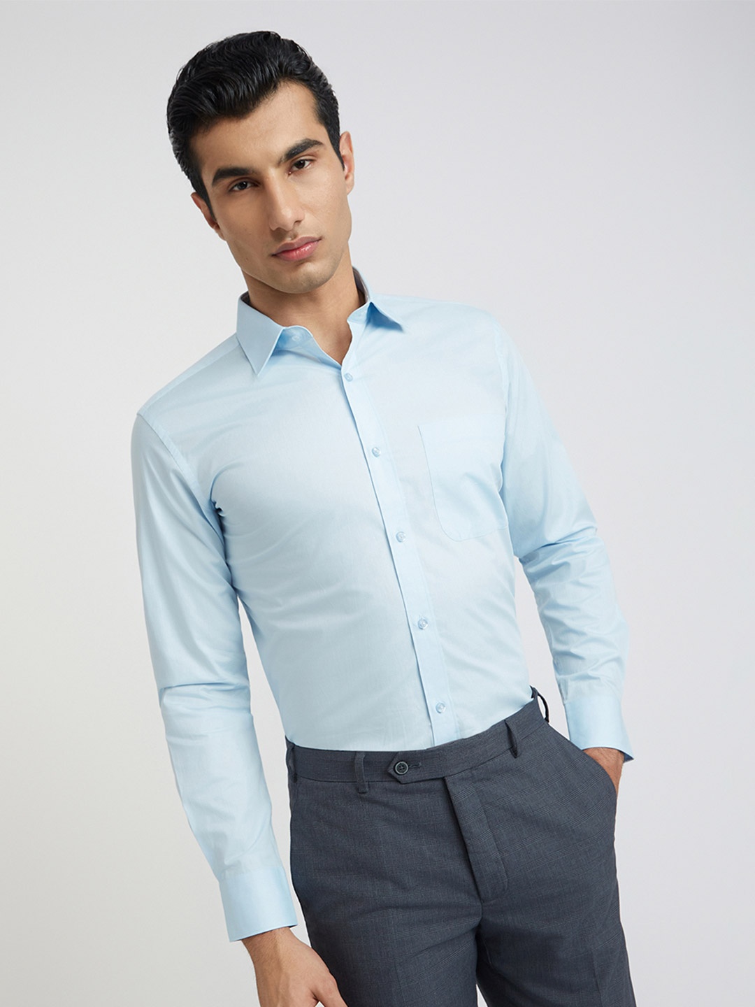 

Raymond Pure Cotton Opaque Formal Shirt, Blue