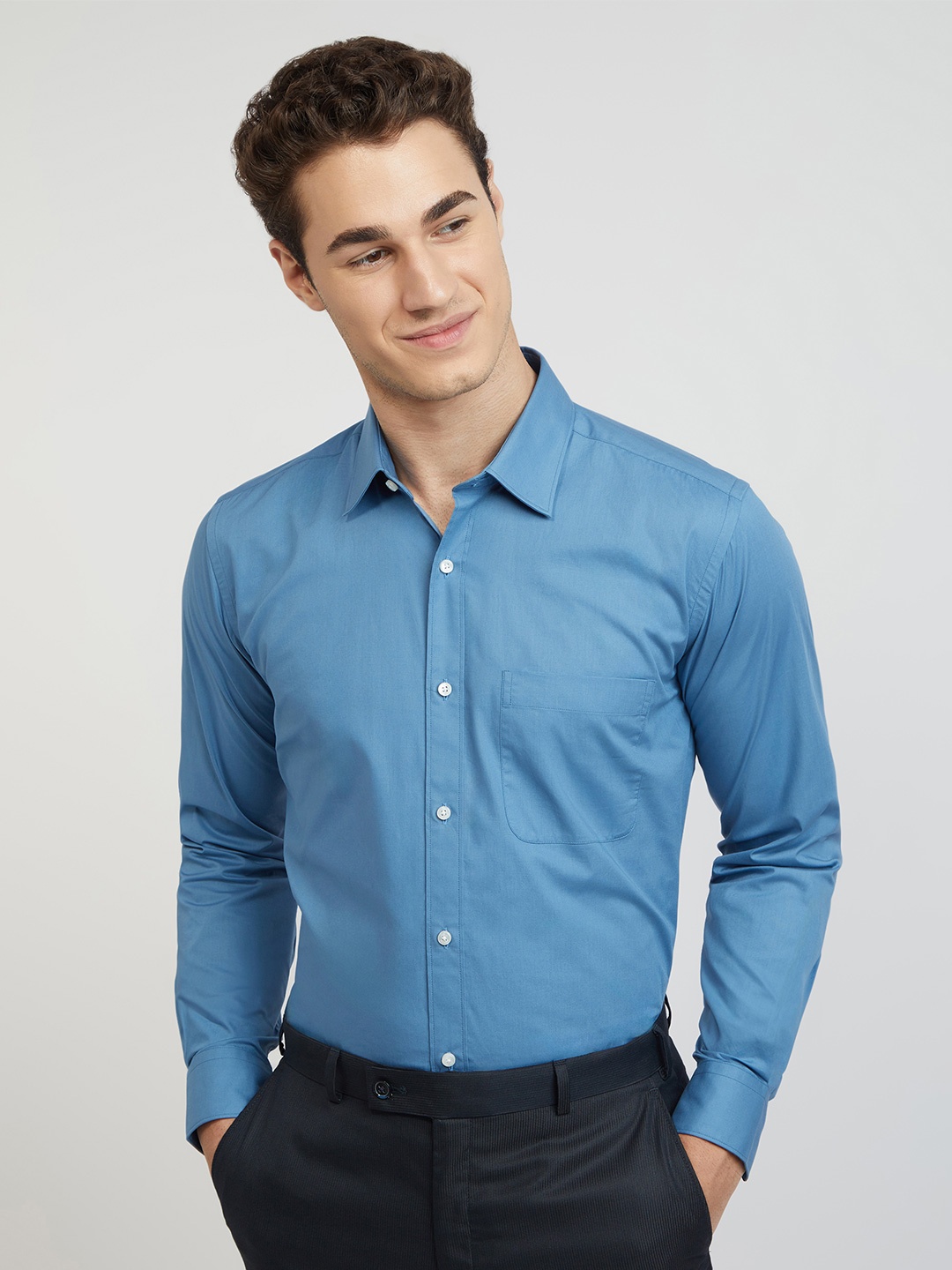 

Raymond Pure Cotton Opaque Formal Shirt, Blue