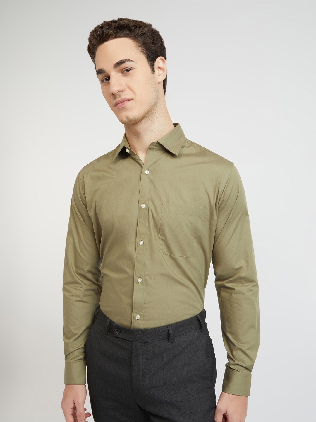 

Raymond Pure Cotton Slim Fit Formal Shirt, Olive