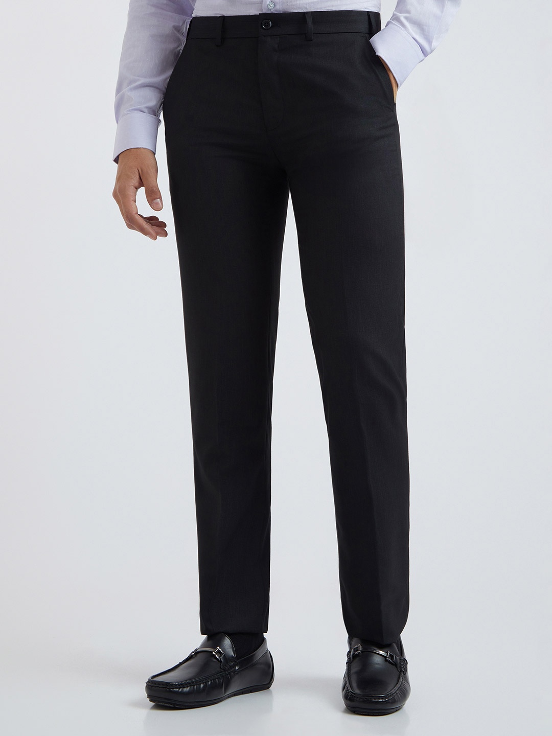 

Raymond Men Slim Fit Formal Trousers, Black