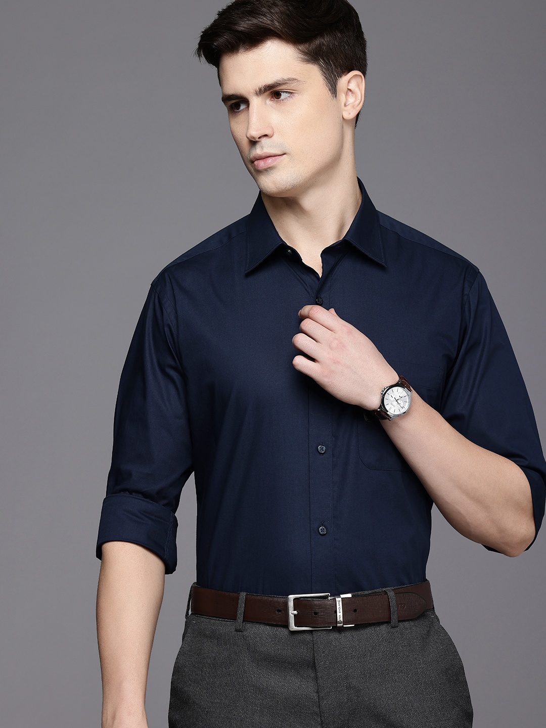 

Raymond Slim Fit Pure Cotton Formal Shirt, Navy blue