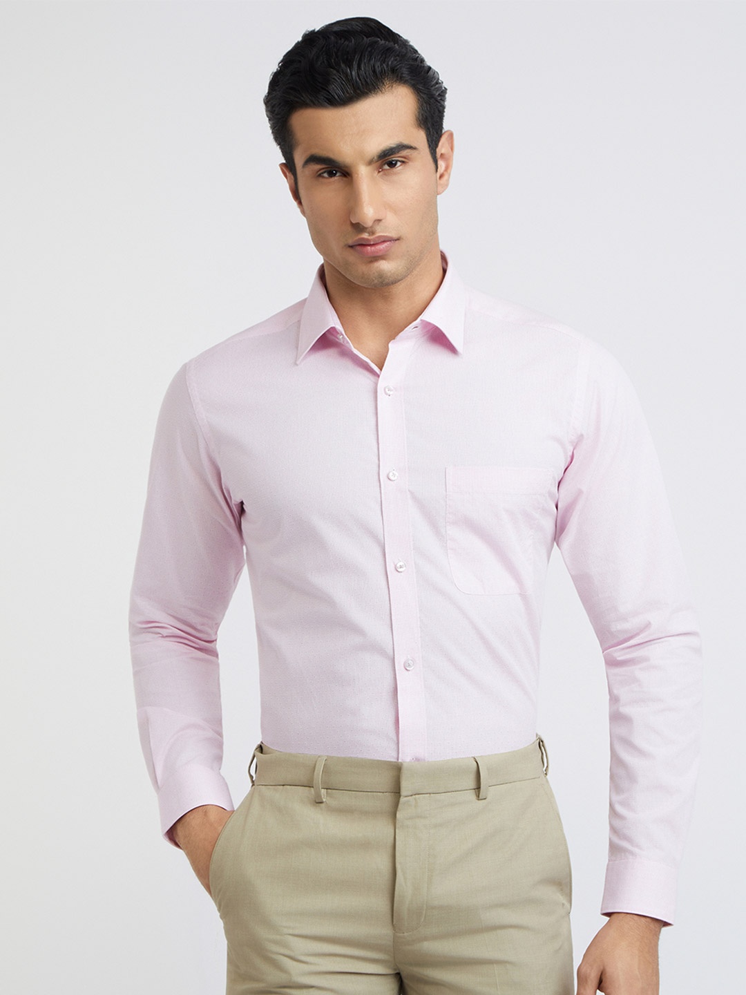 

Raymond Pure Cotton Slim Fit Opaque Printed Formal Shirt, Pink