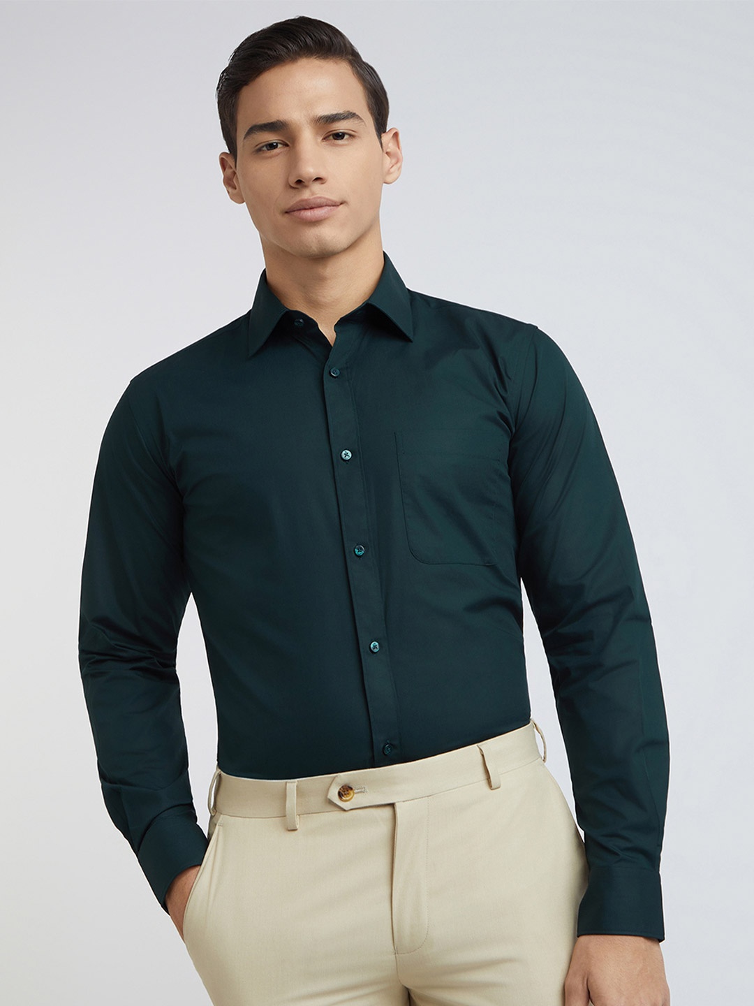 

Raymond Pure Cotton Opaque Formal Shirt, Green