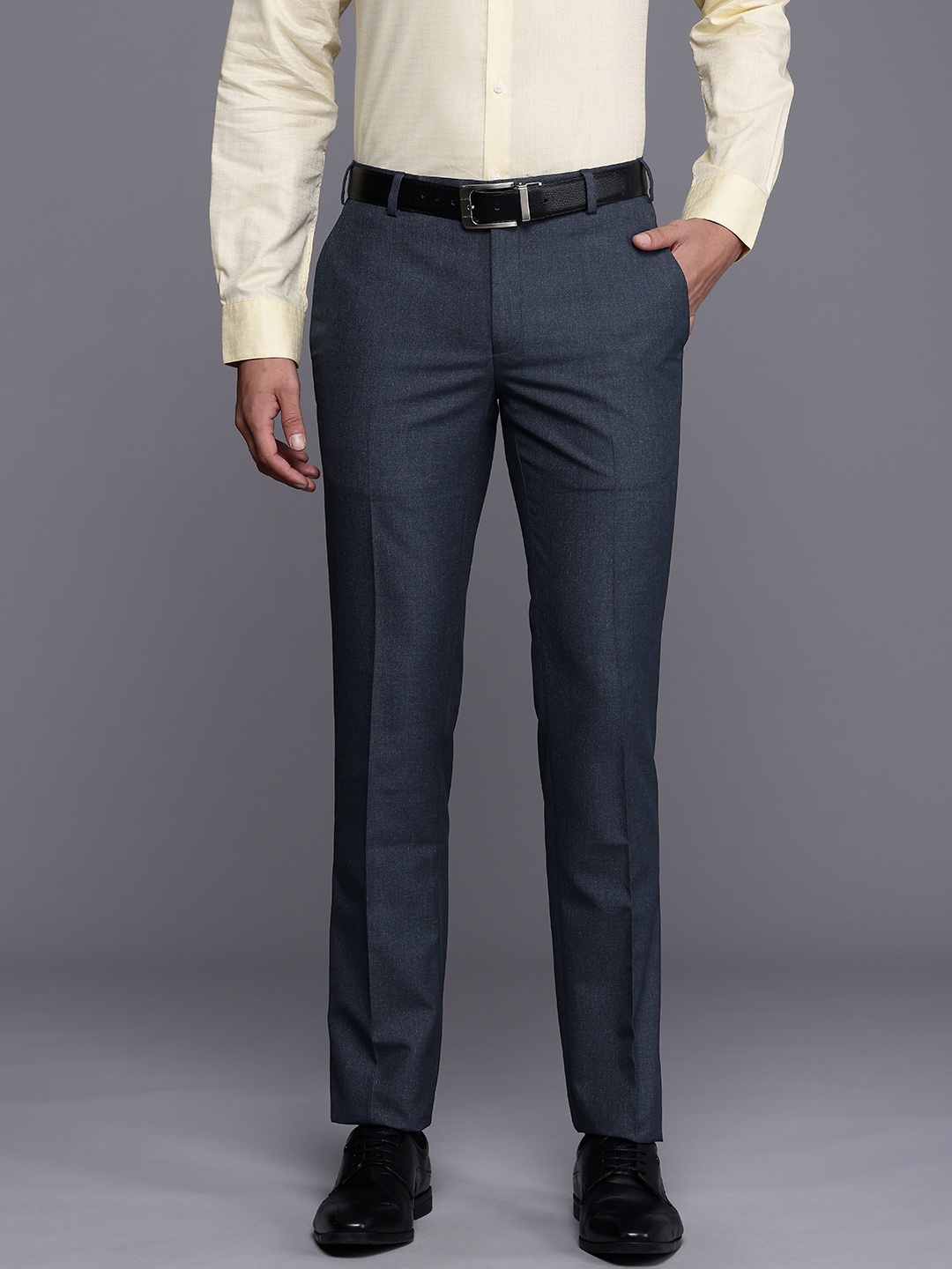 

Raymond Men Slim Fit Formal Trousers, Blue