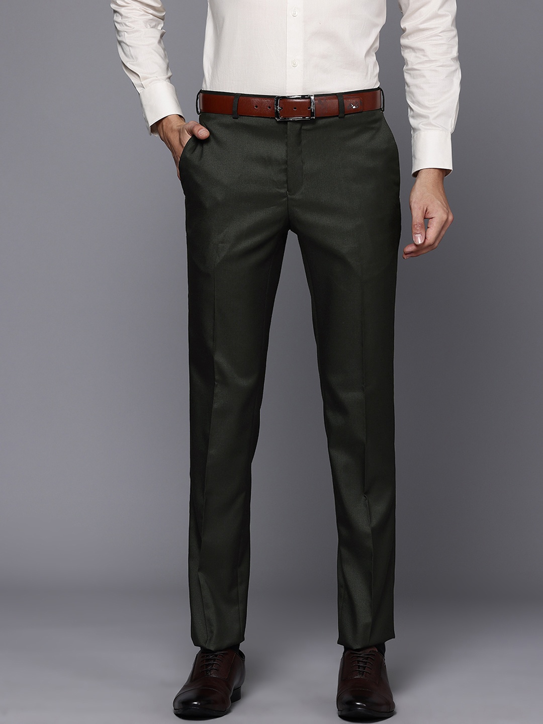 

Raymond Men Slim Fit Trousers, Green