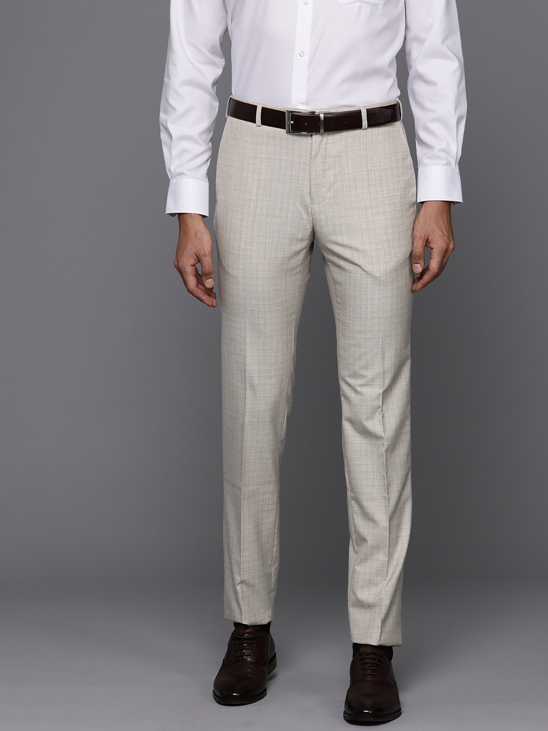 

Raymond Men Slim Fit Trousers, Beige