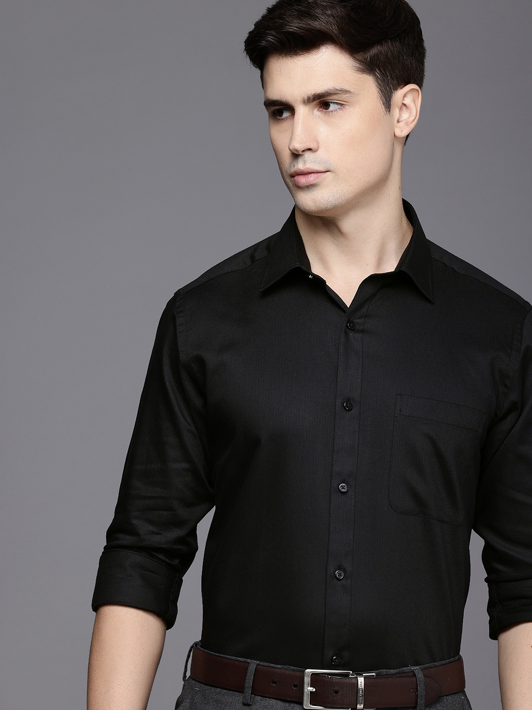 

Raymond Slim Fit Pure Cotton Formal Shirt, Black