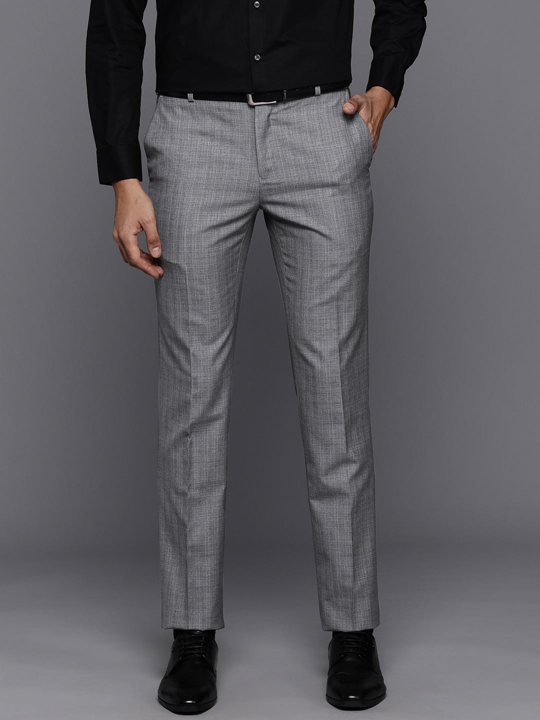 

Raymond Men Slim Fit Formal Trousers, Grey
