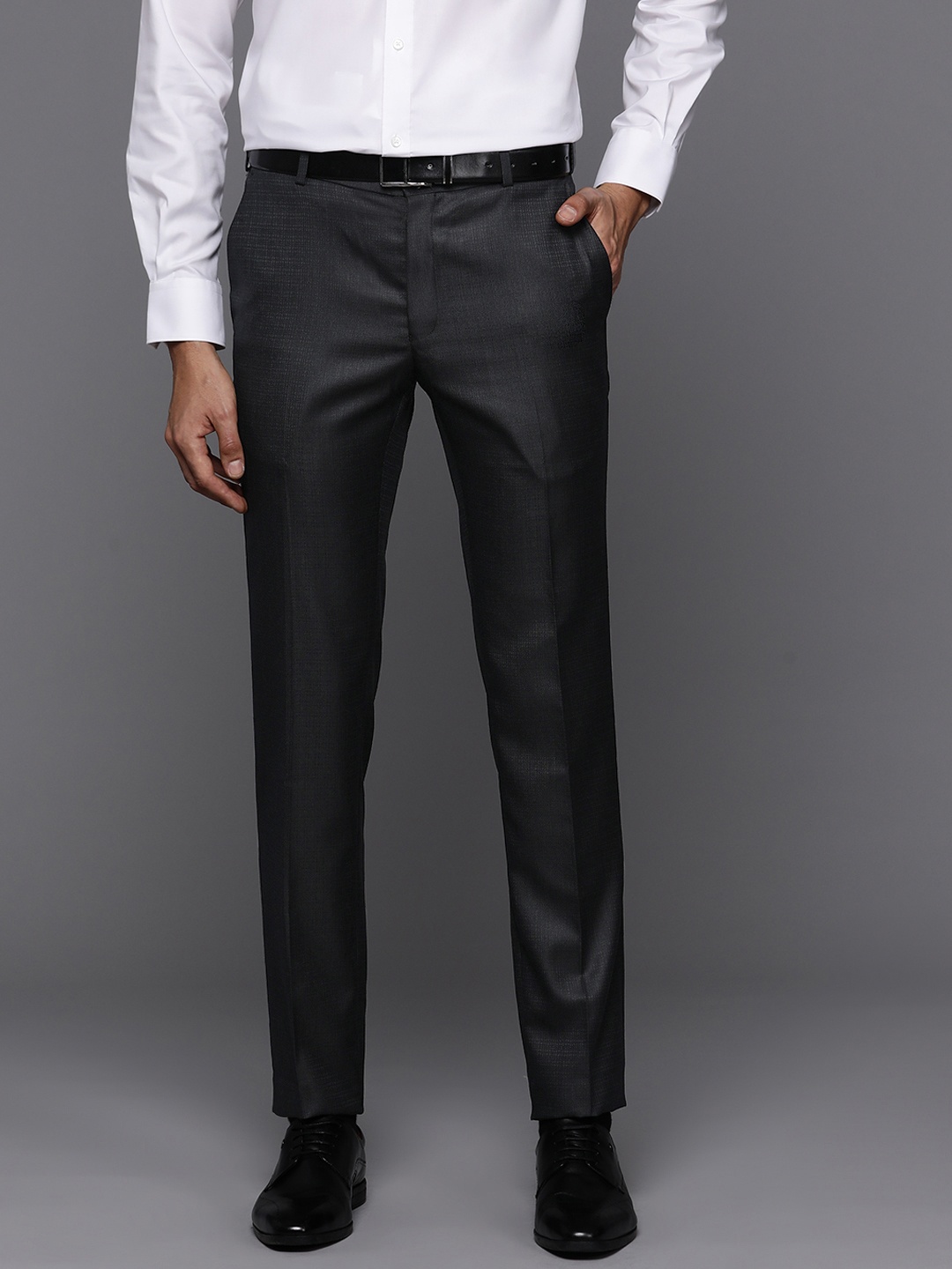 

Raymond Men Slim Fit Trousers, Black