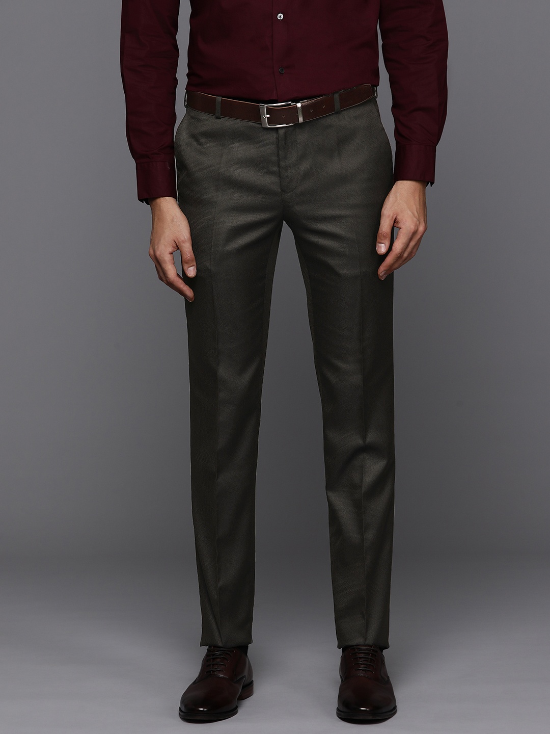 

Raymond Men Slim Fit Formal Trousers, Brown